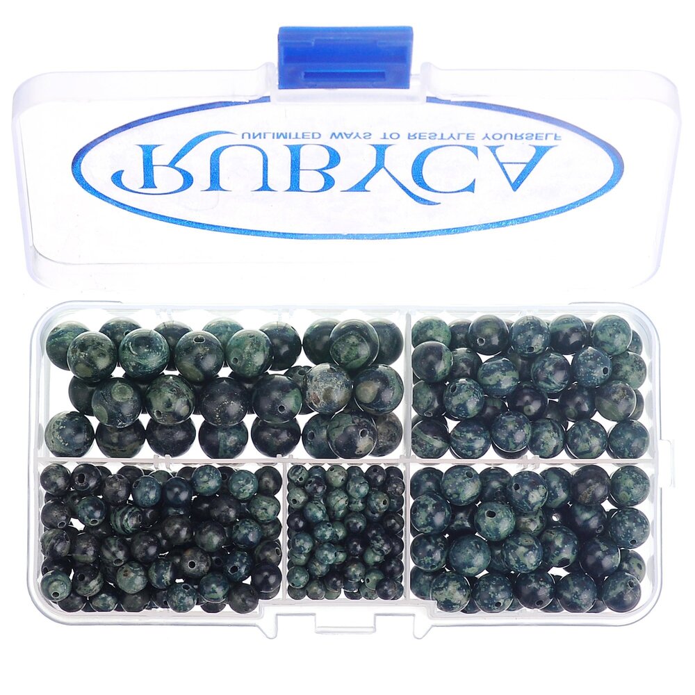3544 Natural Kambaba Jasper Gemstone Round Loose Bead Organizer Box Jewelry